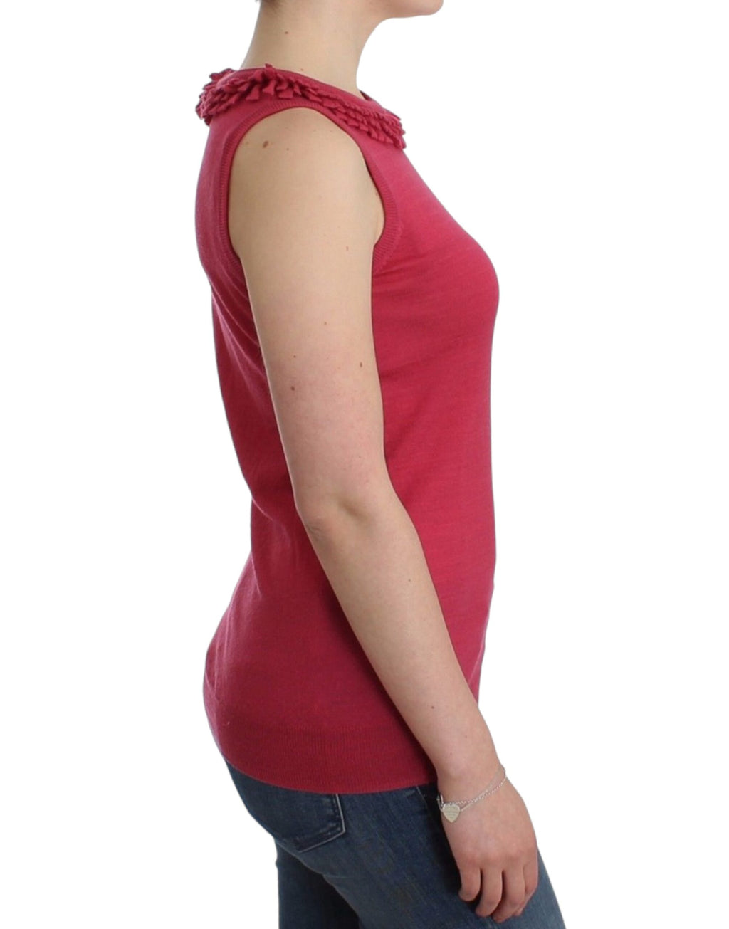 John Galliano Pink Sleeveless T-Shirt for Women side view