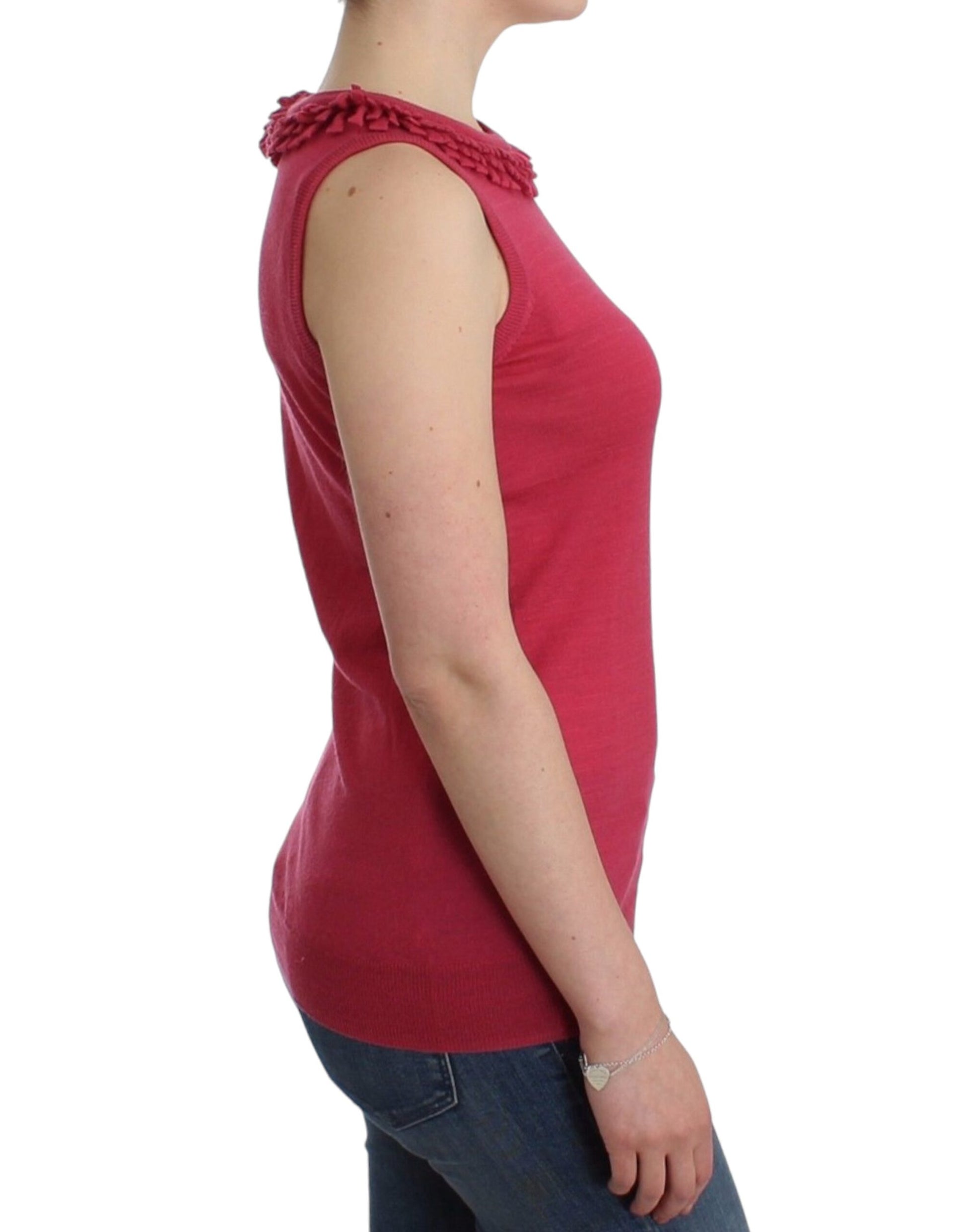 John Galliano Pink Sleeveless T-Shirt for Women side view