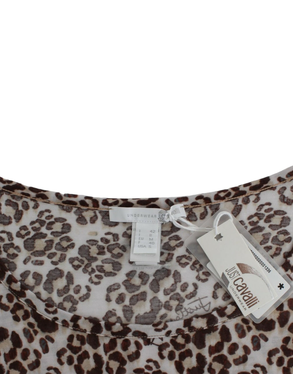 Haut en dentelle marron à manches longues Cavalli