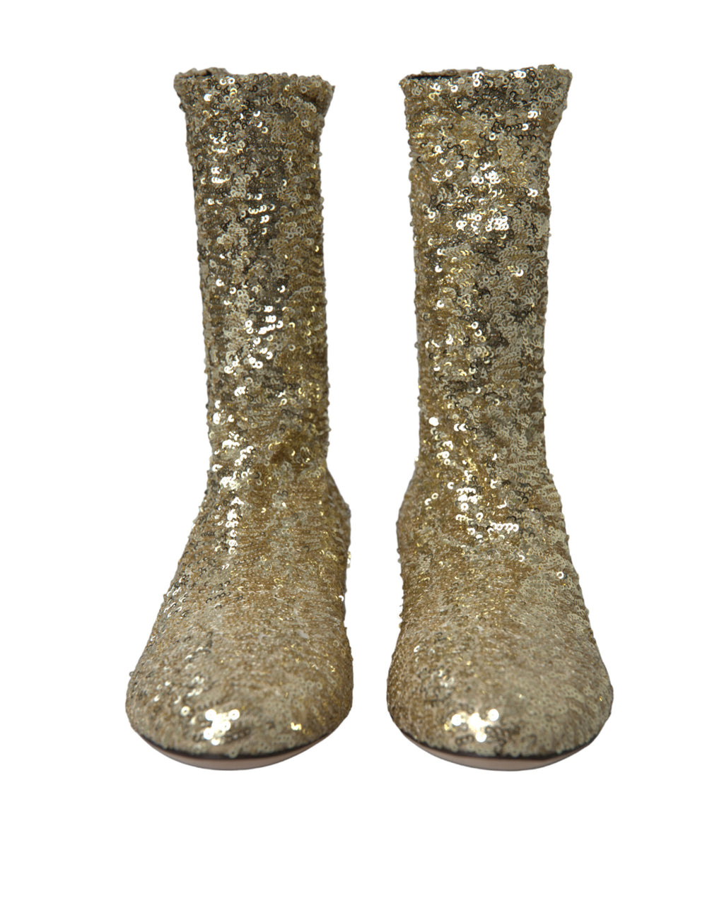 Chaussures courtes Dolce & Gabbana en sequins dorés avec bottines extensibles