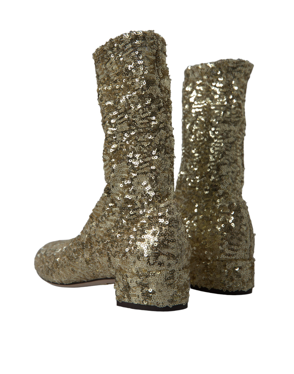 Chaussures courtes Dolce & Gabbana en sequins dorés avec bottines extensibles