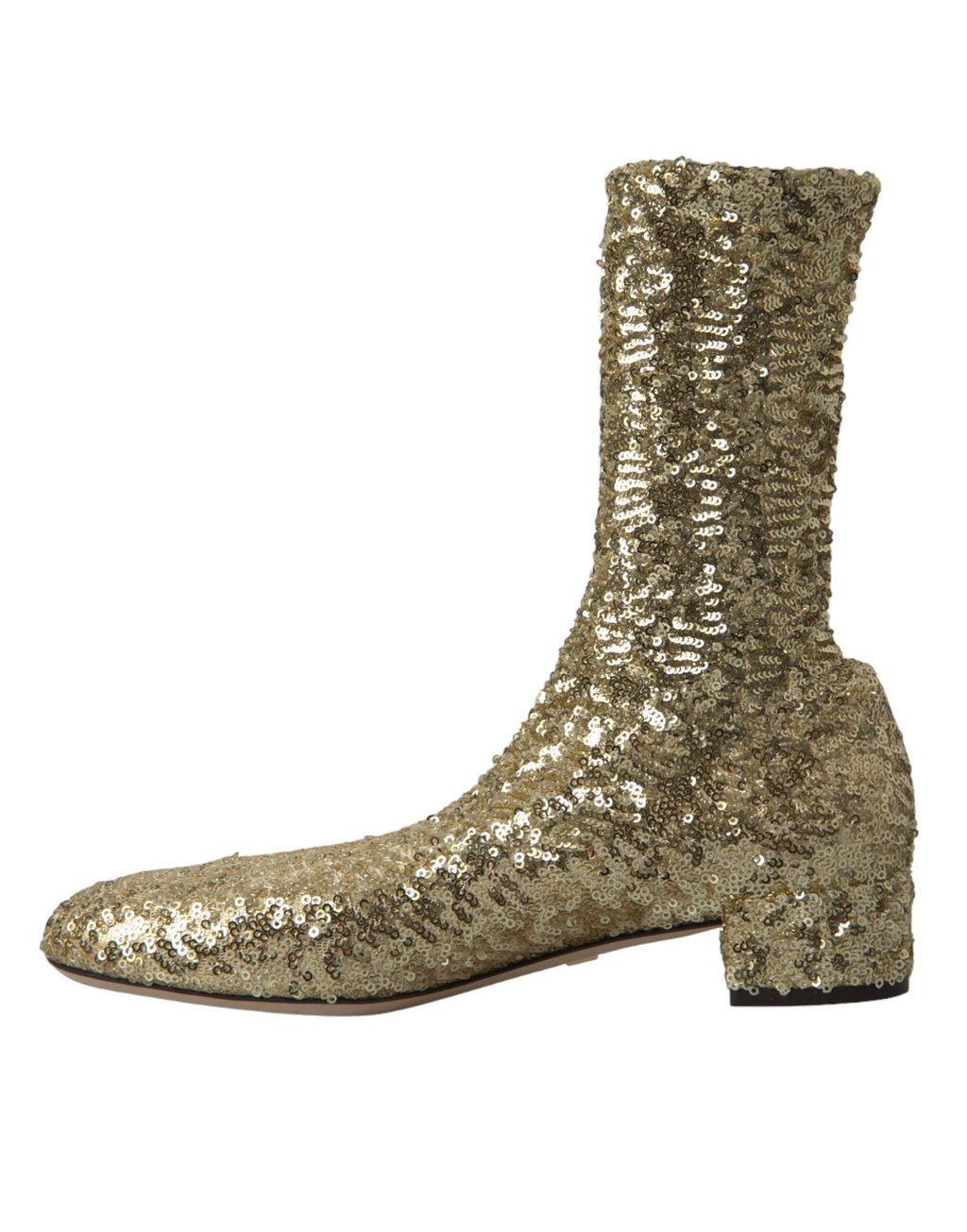 Chaussures courtes Dolce & Gabbana en sequins dorés avec bottines extensibles