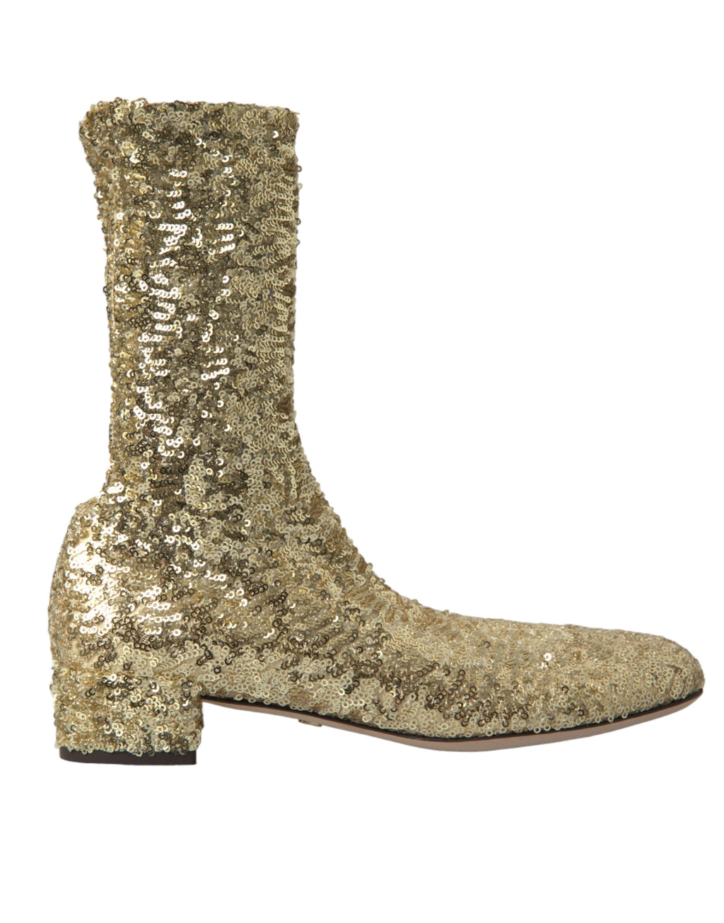 Chaussures courtes Dolce & Gabbana en sequins dorés avec bottines extensibles