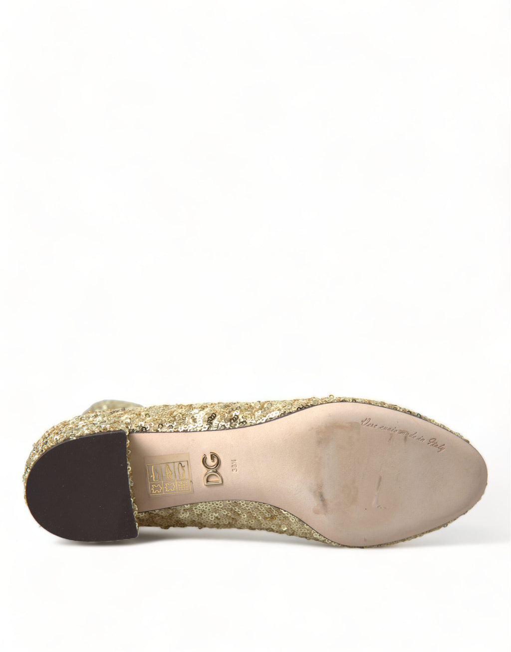Chaussures courtes Dolce & Gabbana en sequins dorés avec bottines extensibles