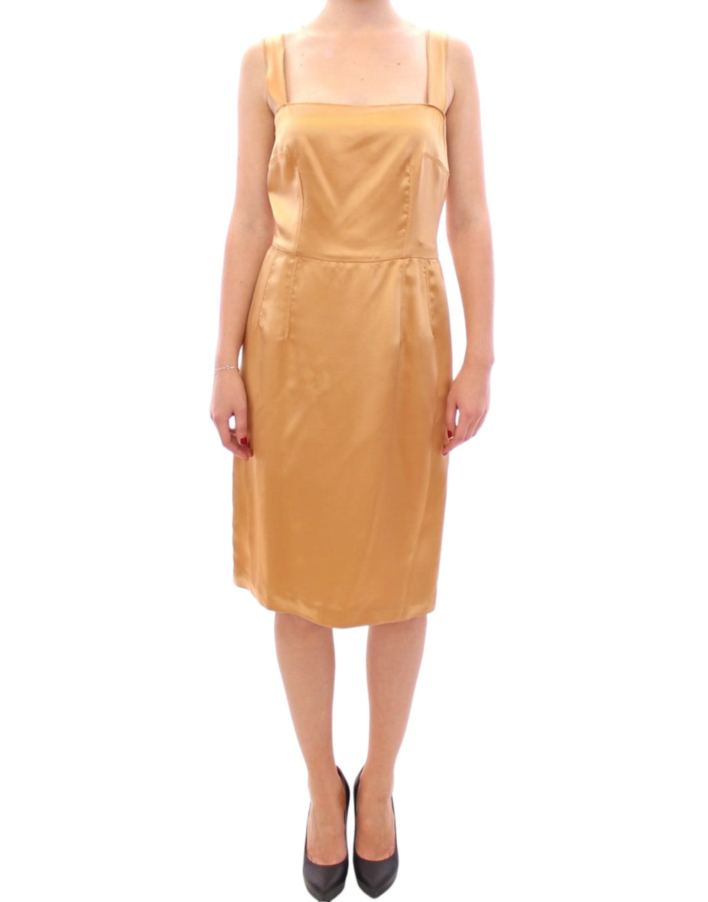 Robe fourreau en soie bronze Dolce & Gabbana