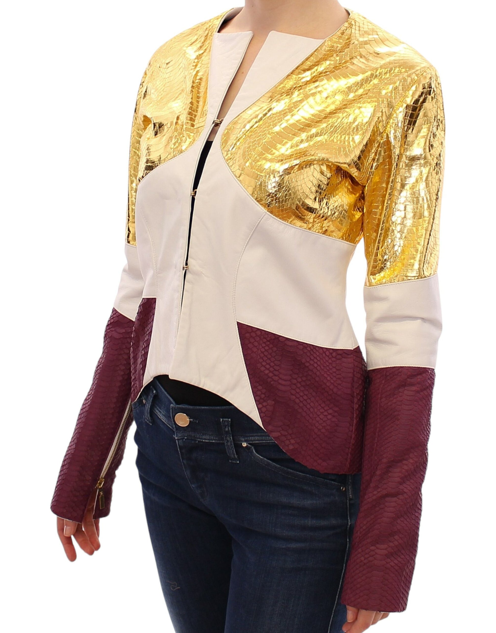Vladimiro Gioia White Leather Jackets for Women detail view