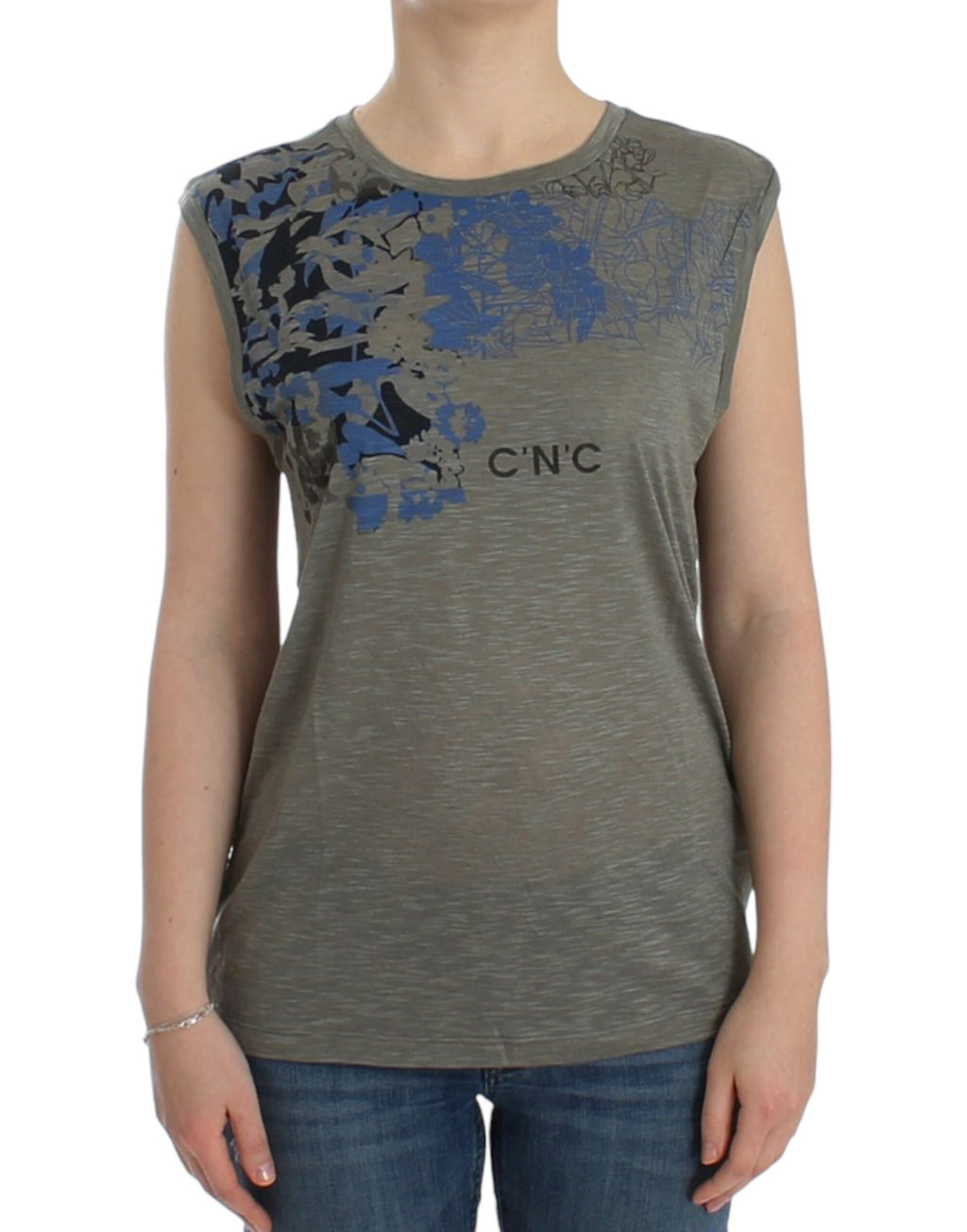Costume National Grey Sleeveless T-Shirt for Women