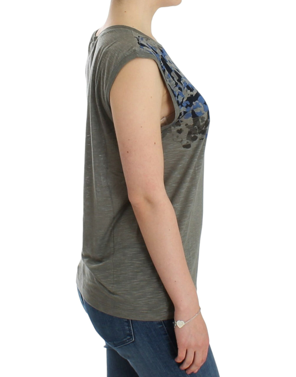 Costume National Grey Sleeveless T-Shirt for Women side view