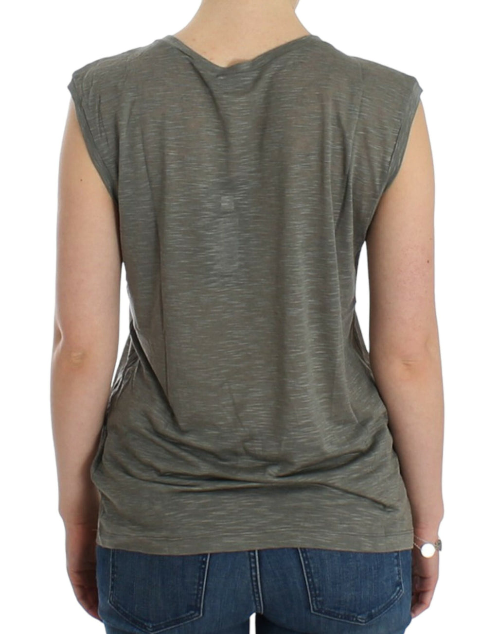 Costume National Grey Sleeveless T-Shirt for Women detail view