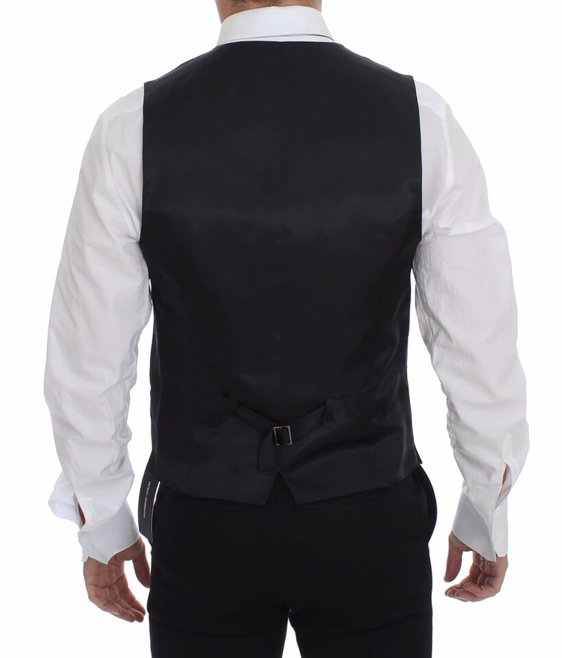 Gilet de costume habillé Dolce & Gabbana gris ajusté boutonné sur le devant