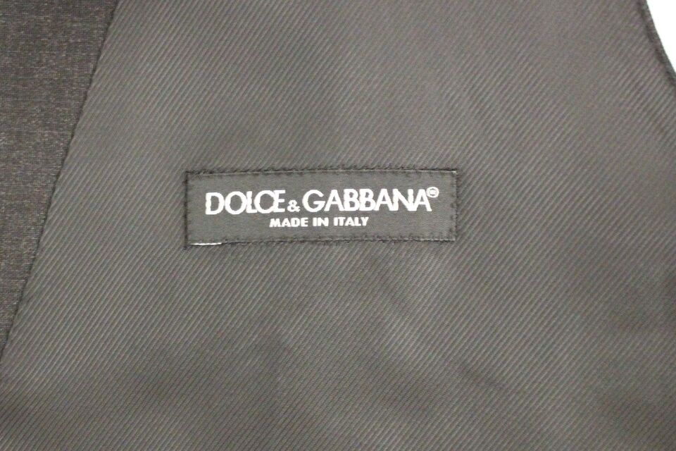 Gilet de costume habillé Dolce & Gabbana gris ajusté boutonné sur le devant