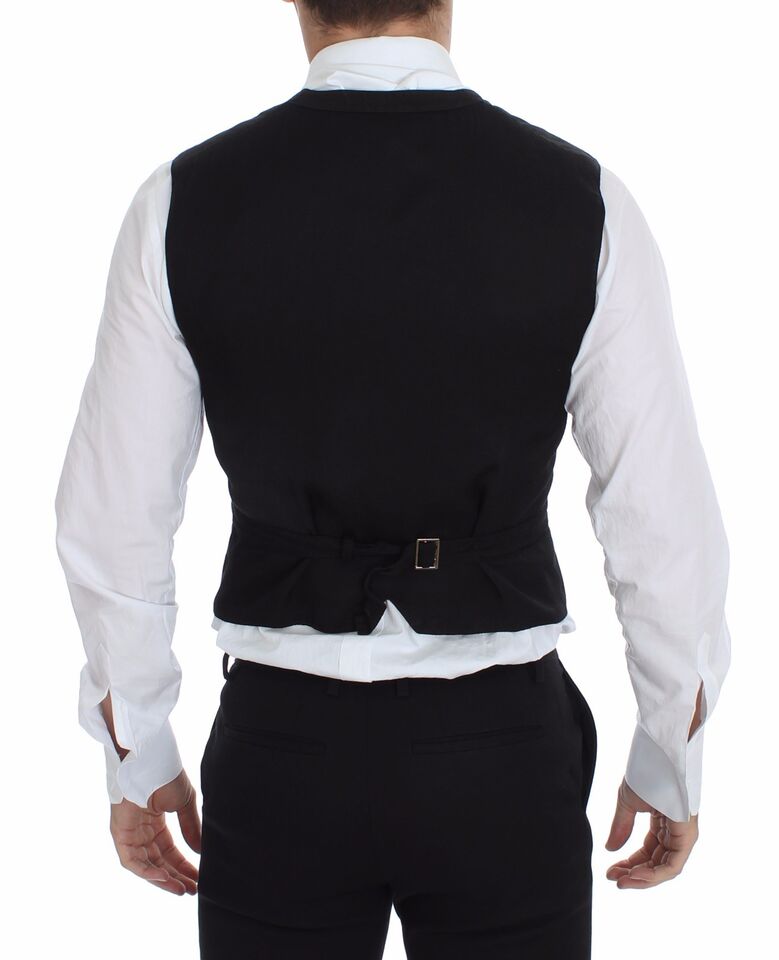 Blazer Gilet Robe en Coton et Lin Noir Dolce & Gabbana
