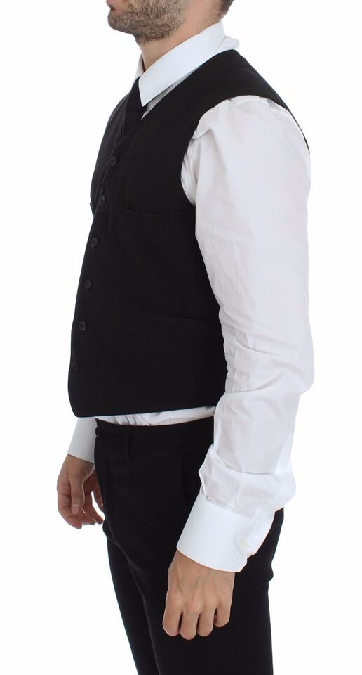Blazer Gilet Robe en Coton et Lin Noir Dolce & Gabbana