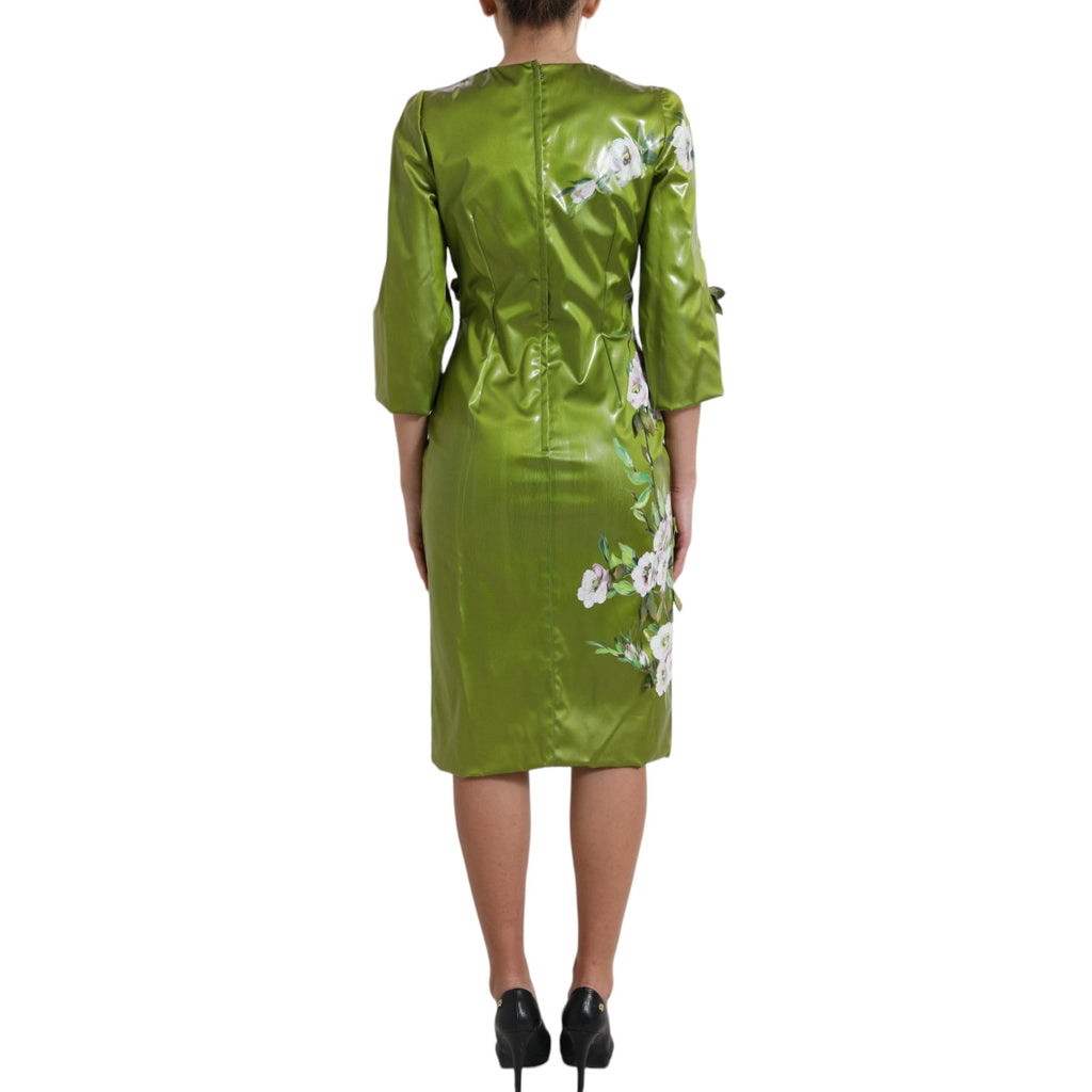 Robe fourreau midi Dolce & Gabbana verte ornée de fleurs