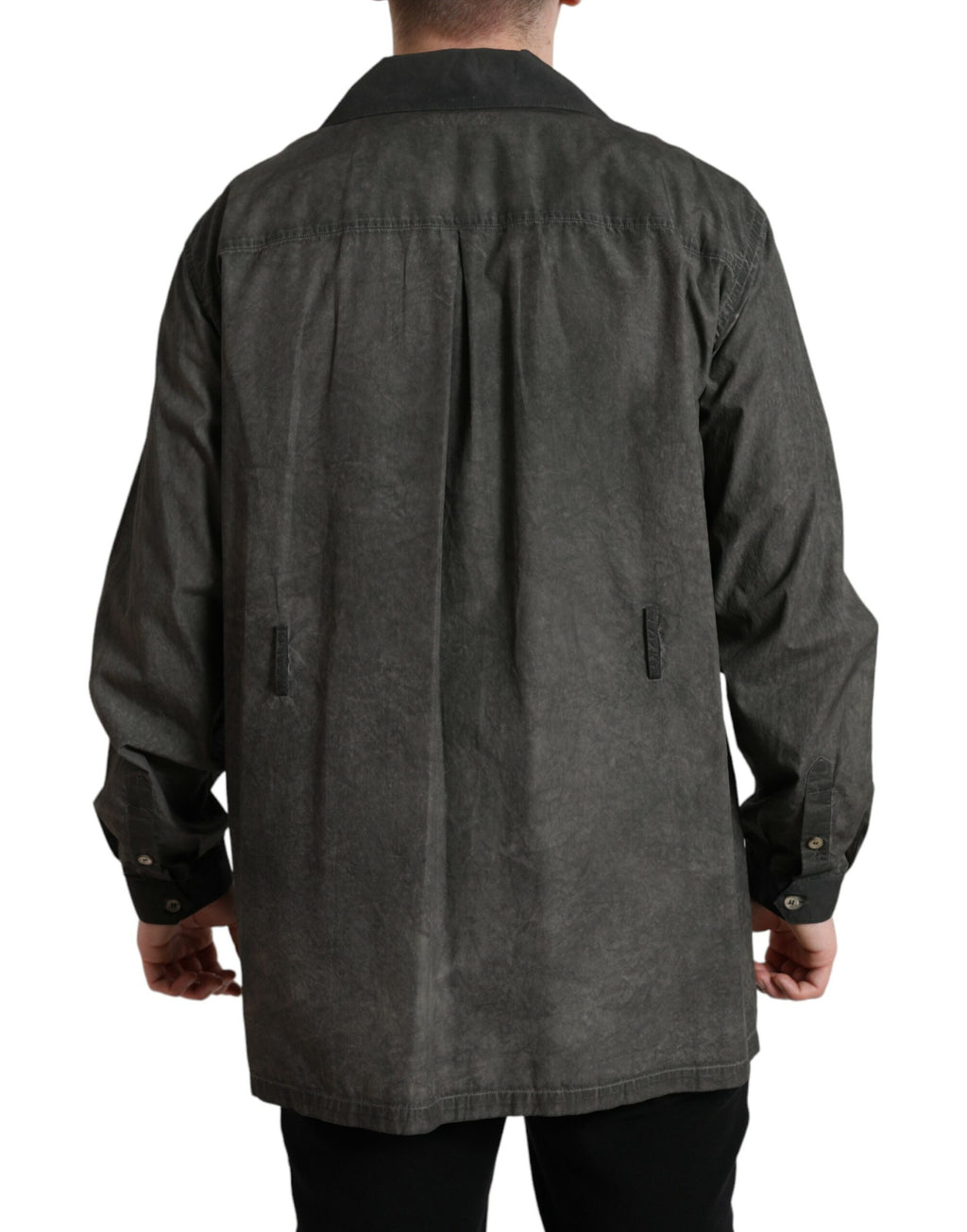 Chemise Dolce & Gabbana gris foncé en coton avec col et manches longues