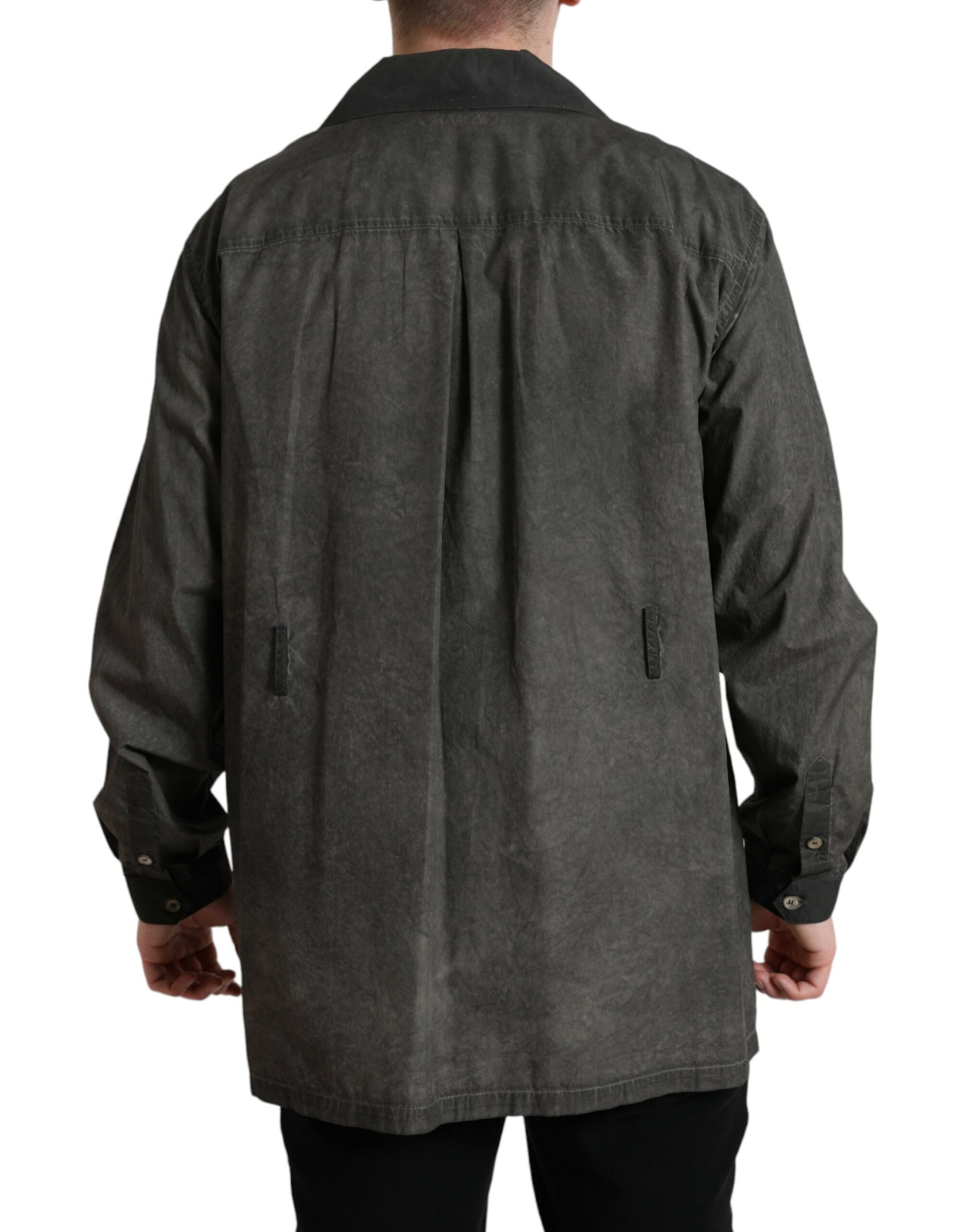 Chemise Dolce & Gabbana gris foncé en coton avec col et manches longues