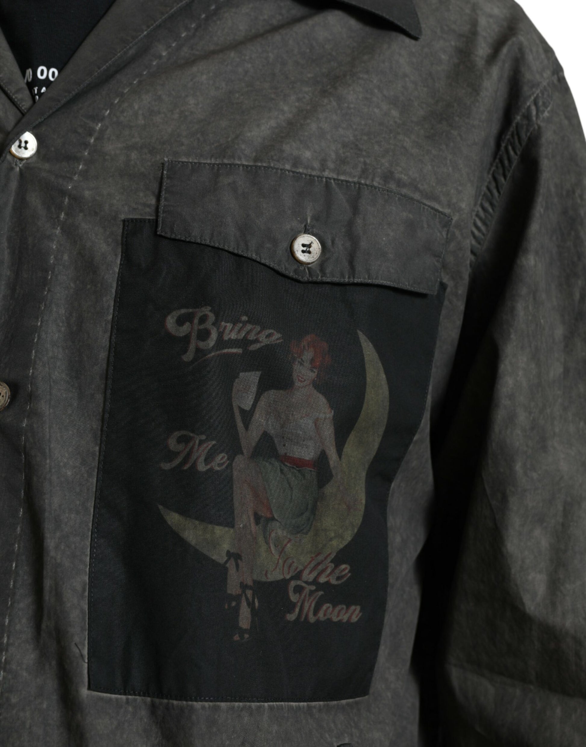 Chemise Dolce & Gabbana gris foncé en coton avec col et manches longues