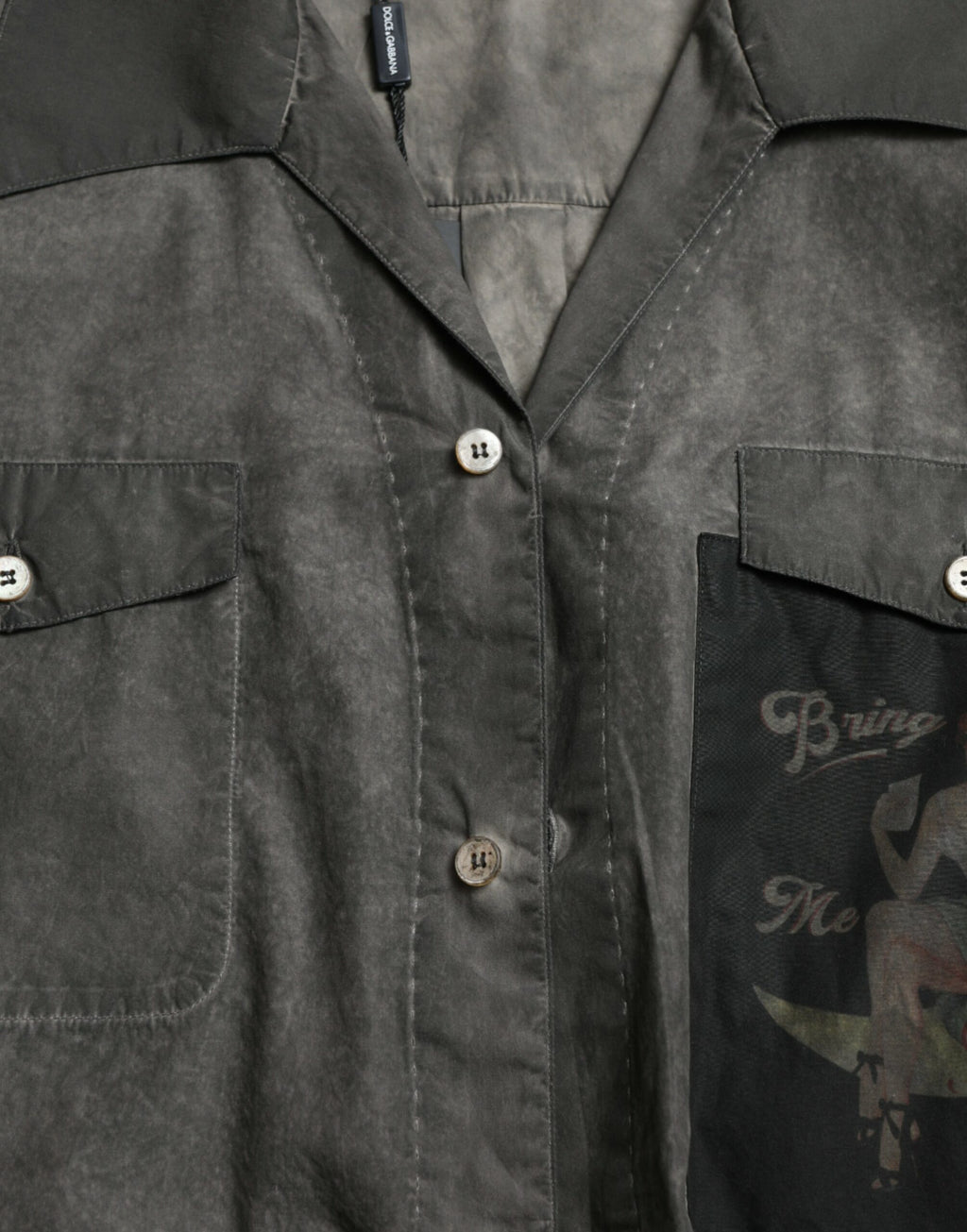 Chemise Dolce & Gabbana gris foncé en coton avec col et manches longues