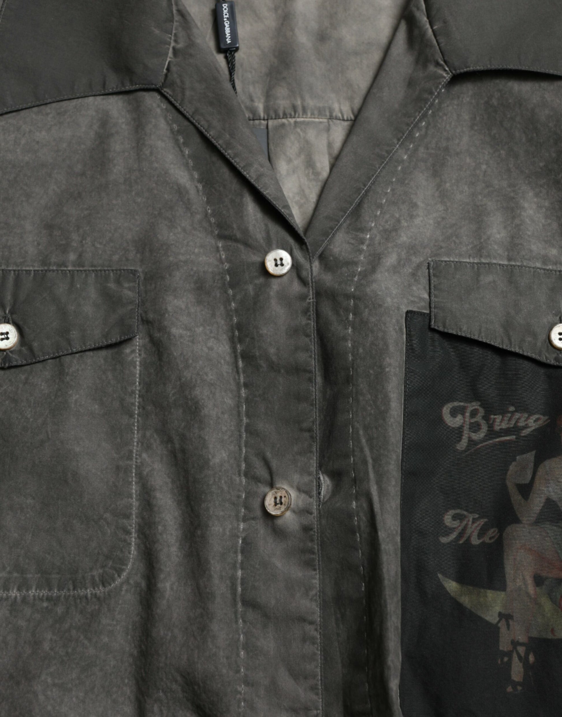 Chemise Dolce & Gabbana gris foncé en coton avec col et manches longues