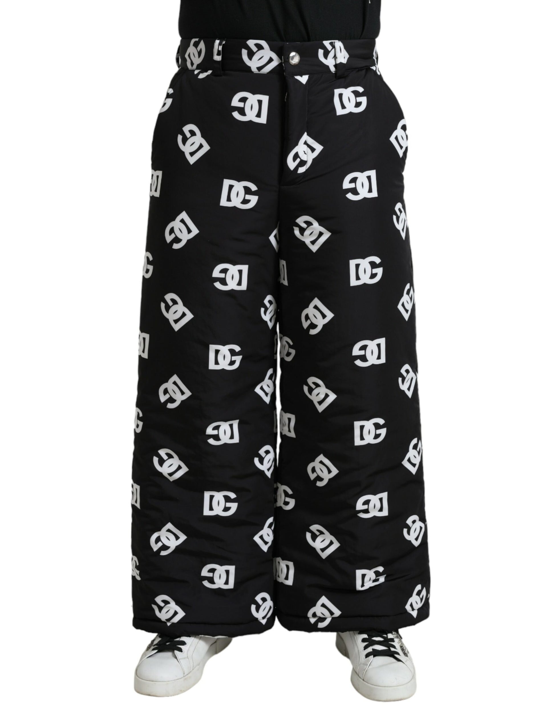 Pantalon large Dolce & Gabbana noir avec logo imprimé DG