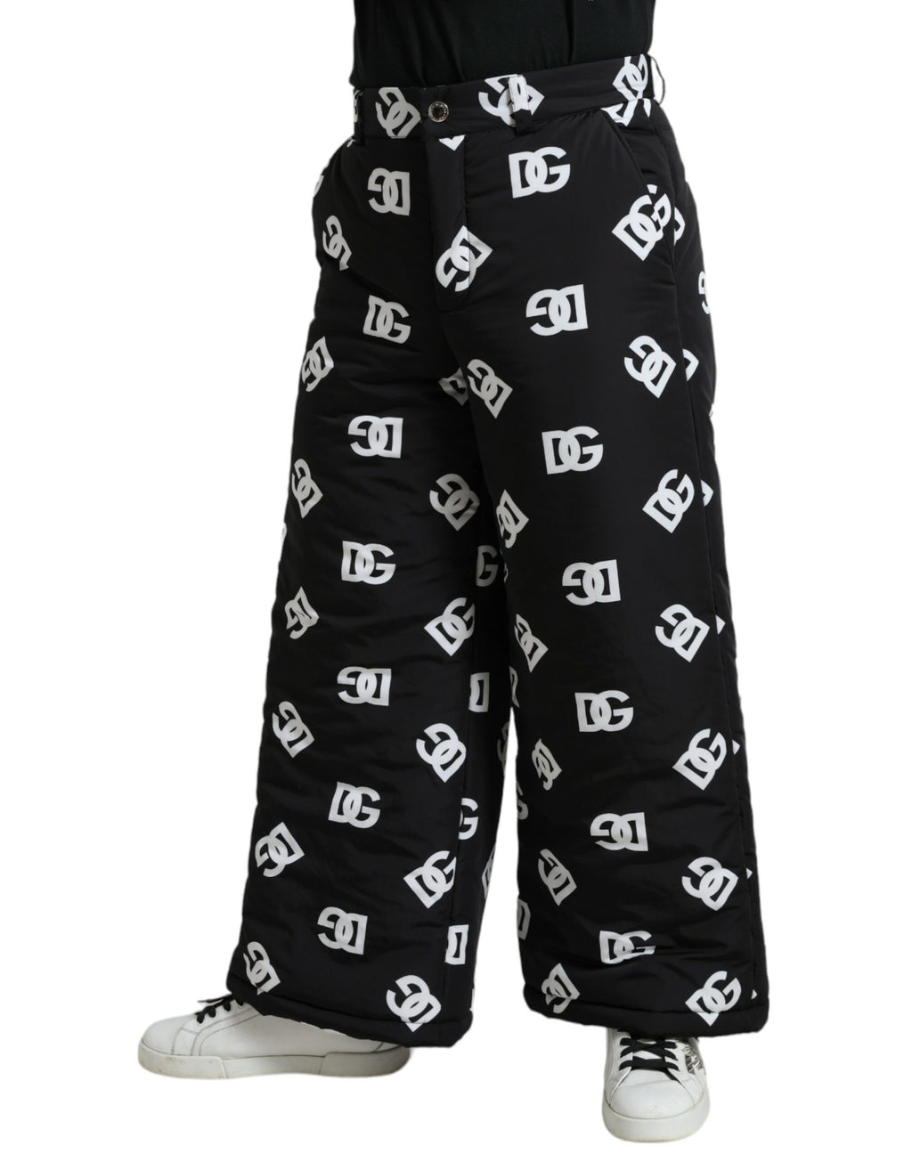 Pantalon large Dolce & Gabbana noir avec logo imprimé DG