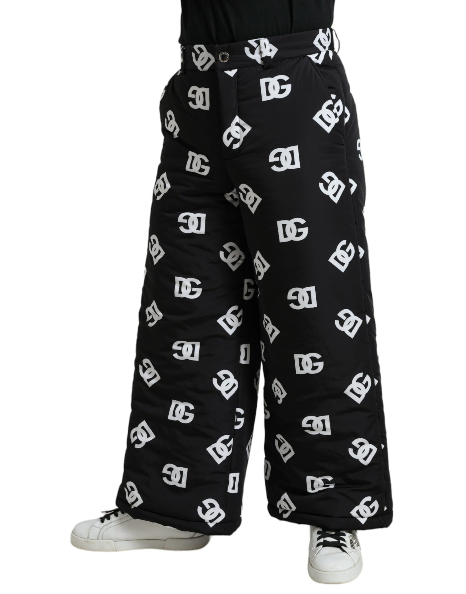 Pantalon large Dolce & Gabbana noir avec logo imprimé DG