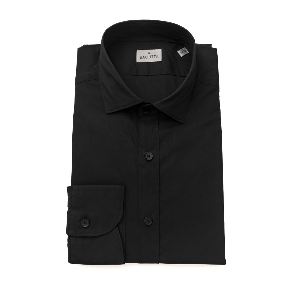 Chemise ajustée Bagutta en coton noir pour homme