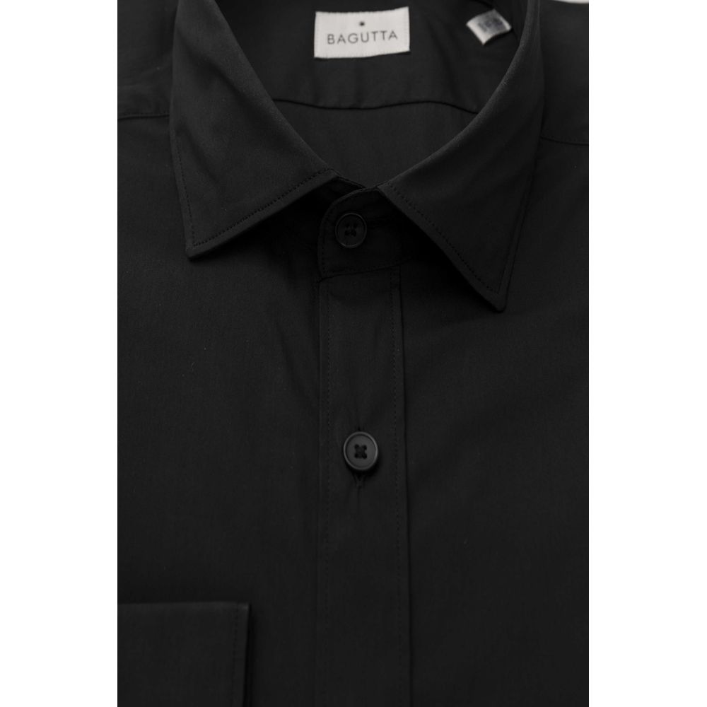 Chemise ajustée Bagutta en coton noir pour homme