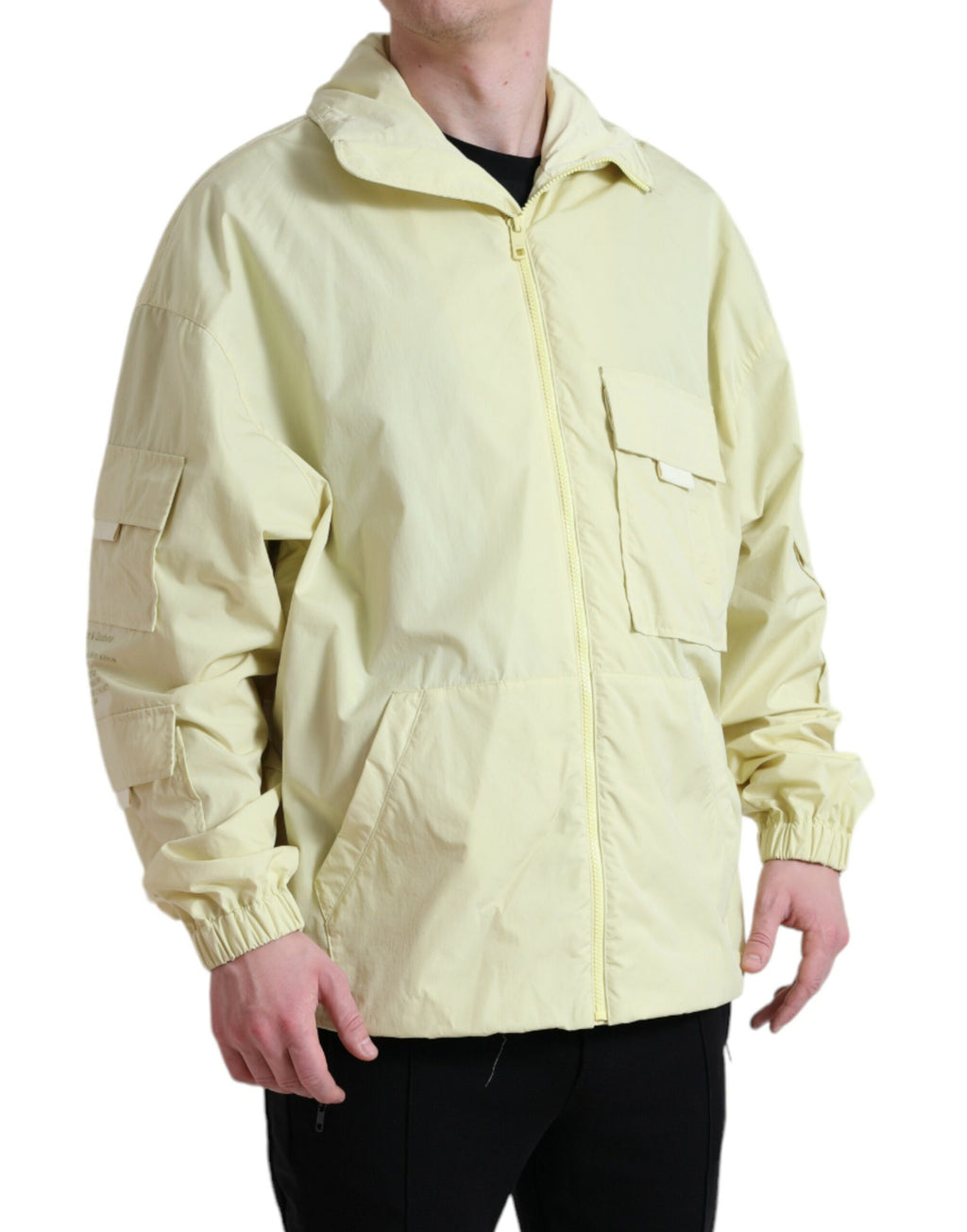 Dolce & Gabbana Parka Jaune en Nylon avec Col et Fermeture Éclair Intégrale