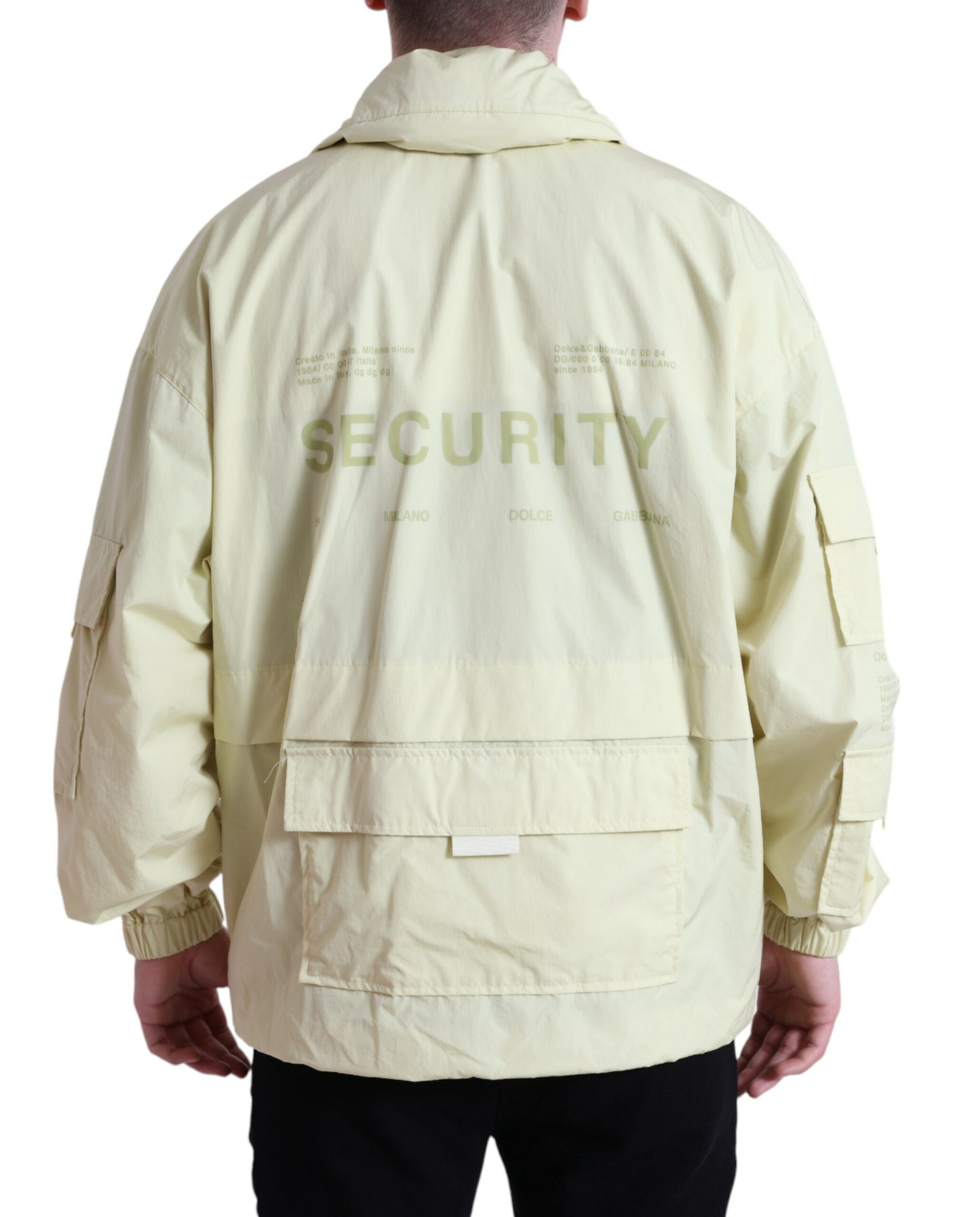 Dolce & Gabbana Parka Jaune en Nylon avec Col et Fermeture Éclair Intégrale