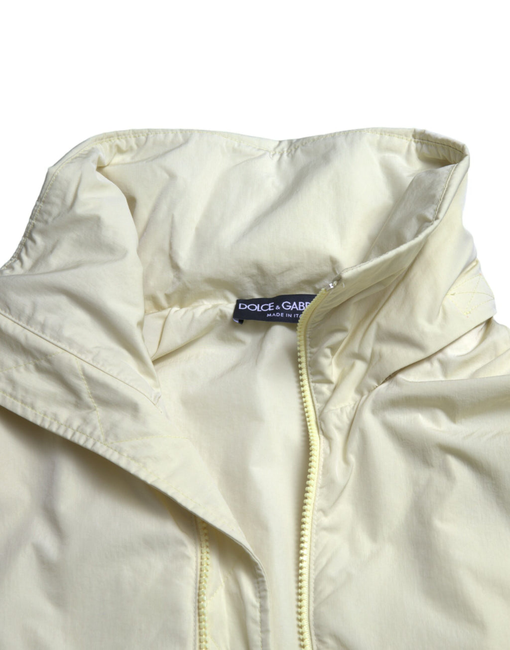Dolce & Gabbana Parka Jaune en Nylon avec Col et Fermeture Éclair Intégrale