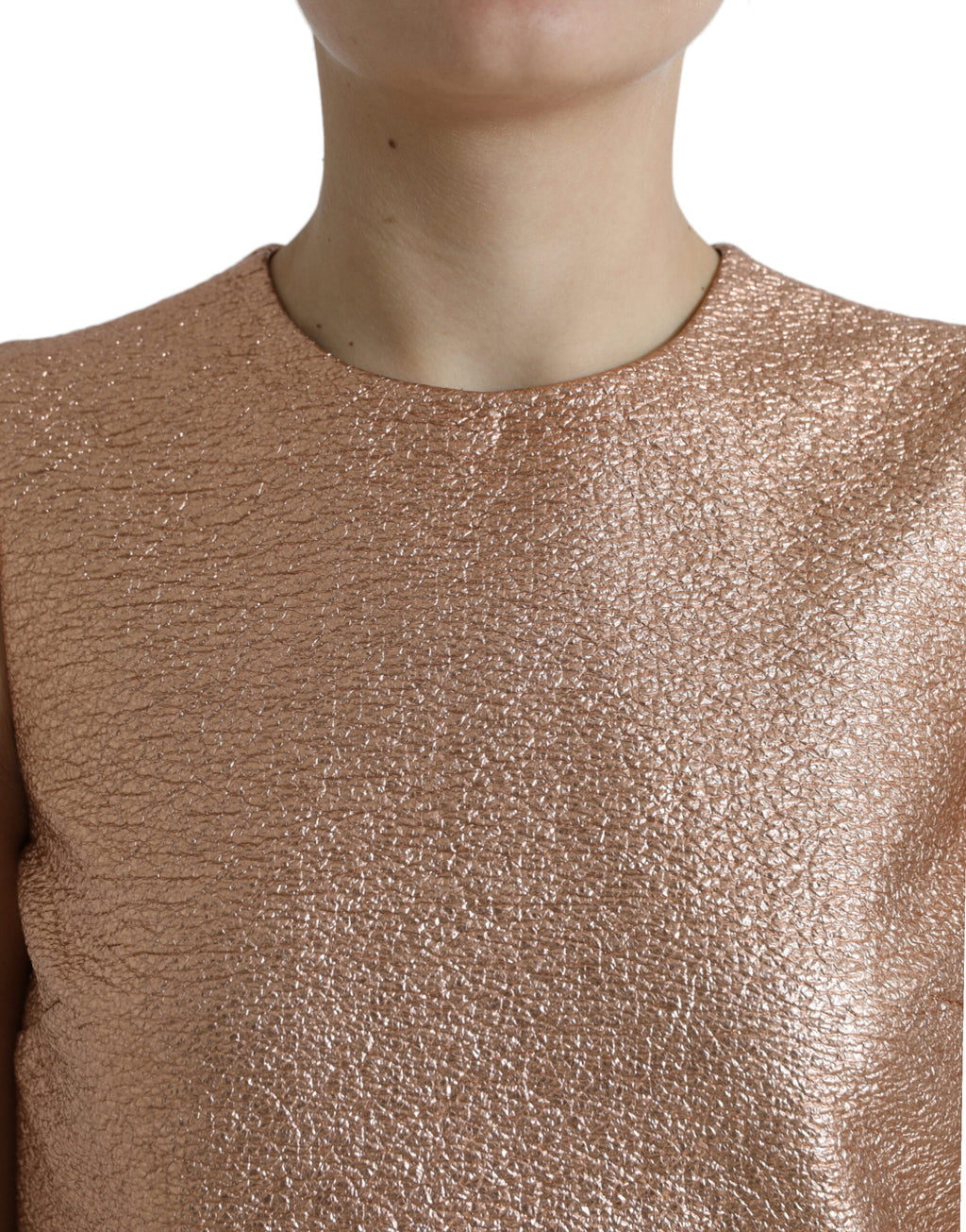 Robe mini sans manches coupe droite en jacquard rose Dolce & Gabbana