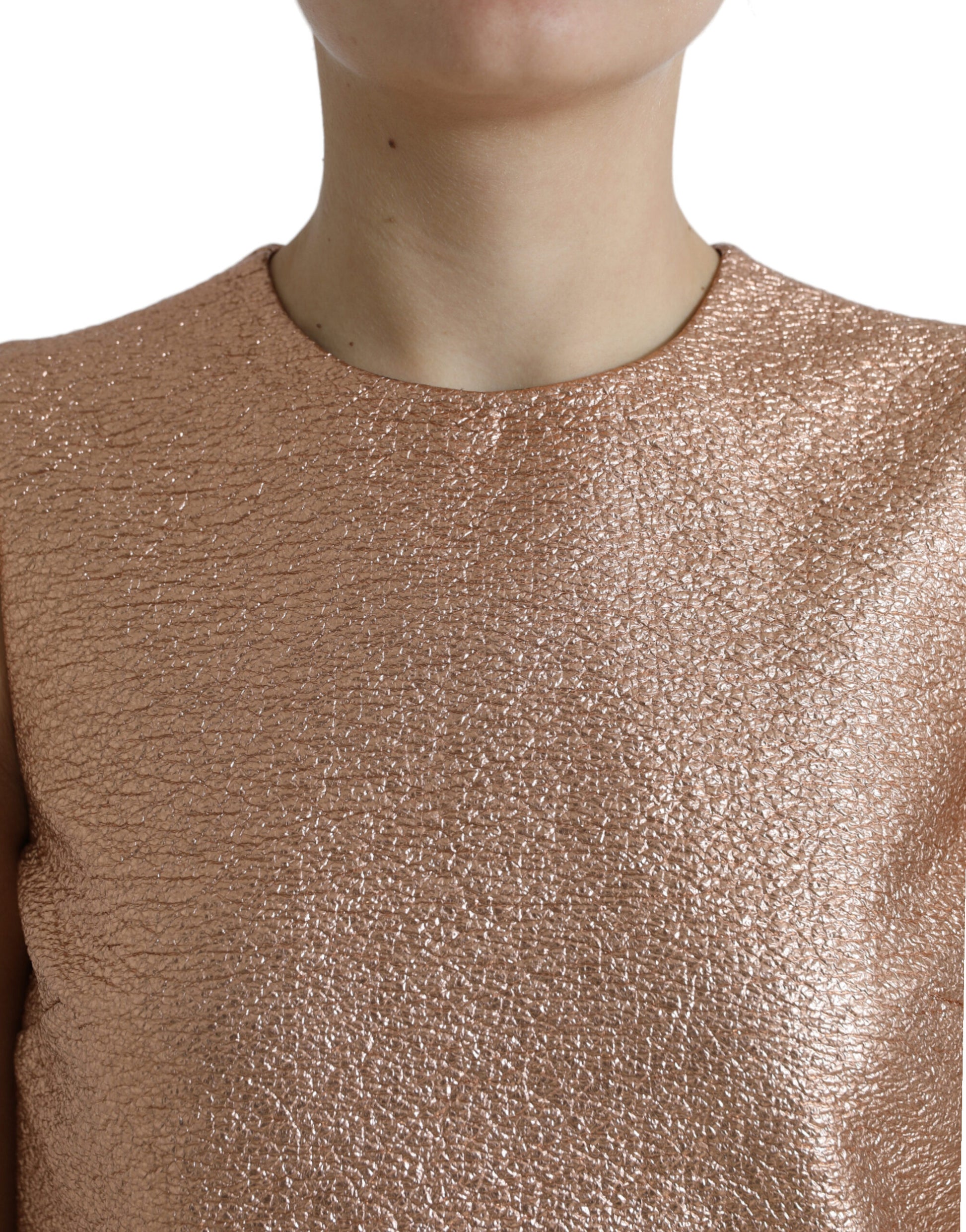 Robe mini sans manches coupe droite en jacquard rose Dolce & Gabbana