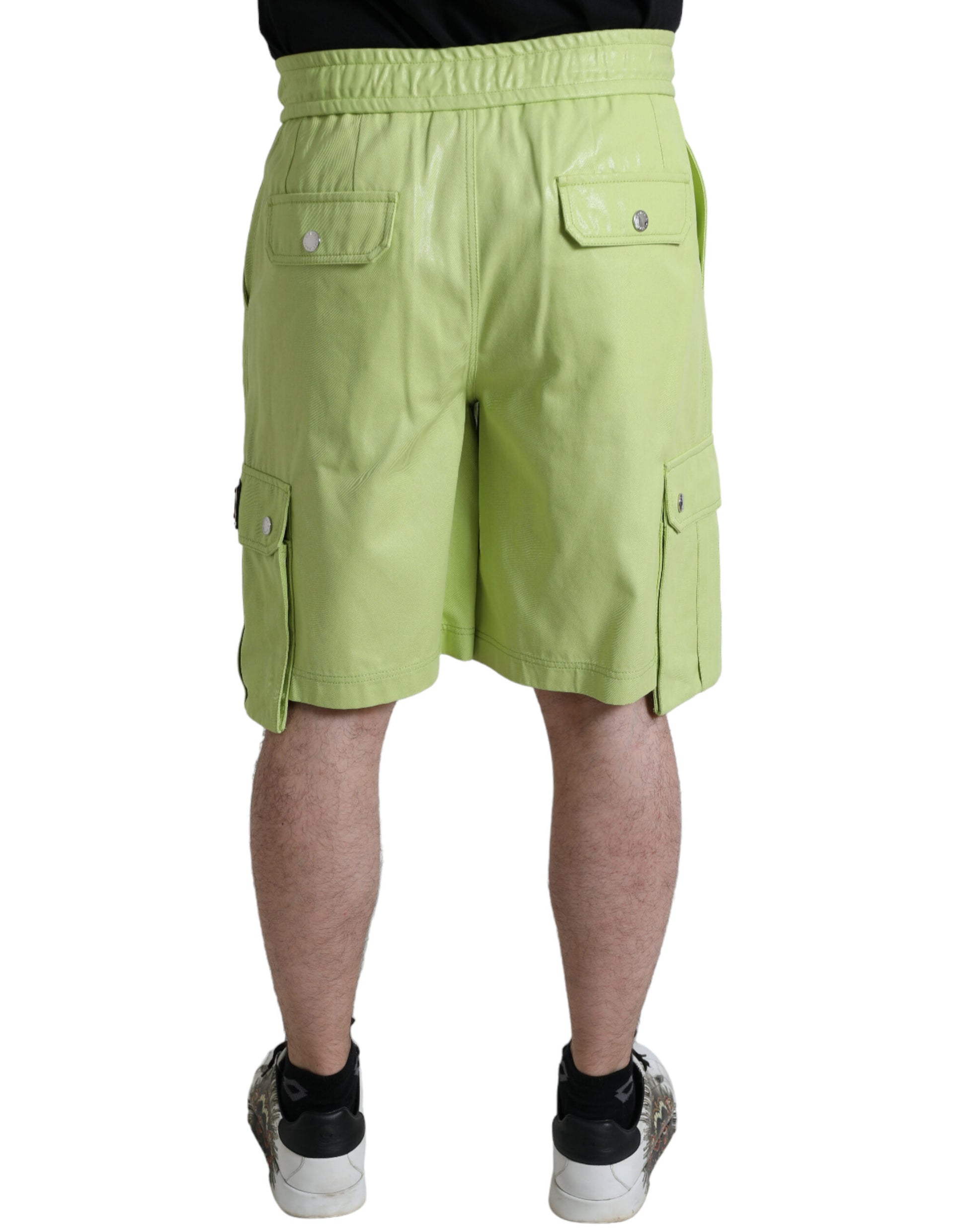 Short de style cargo bermuda en coton vert clair pour homme Dolce & Gabbana