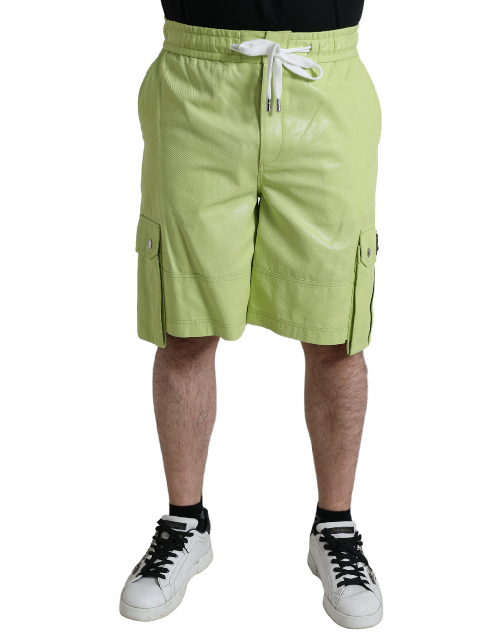 Short de style cargo bermuda en coton vert clair pour homme Dolce & Gabbana