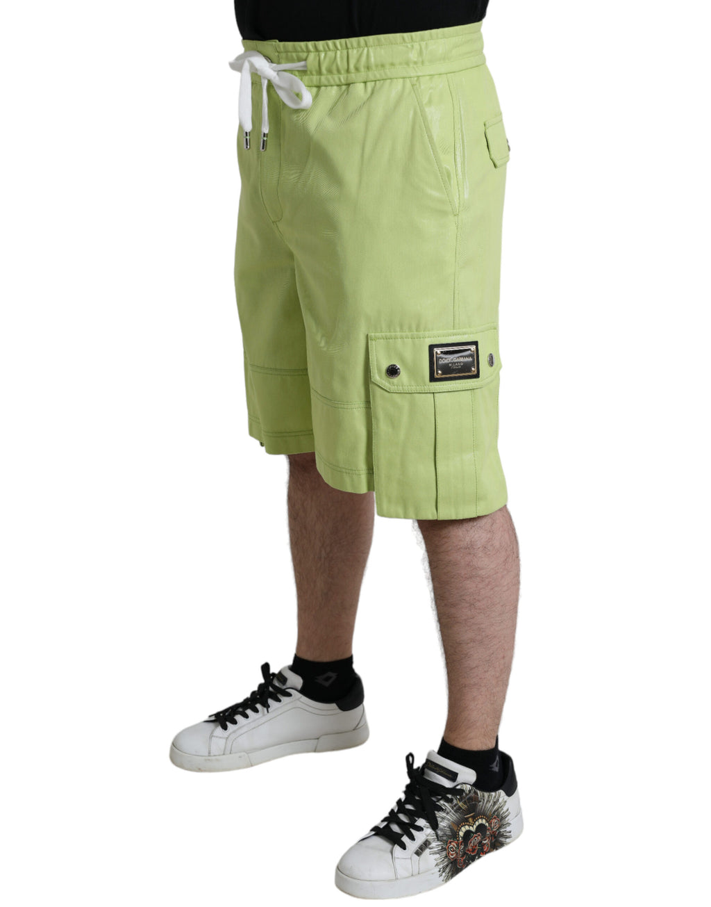 Short de style cargo bermuda en coton vert clair pour homme Dolce & Gabbana
