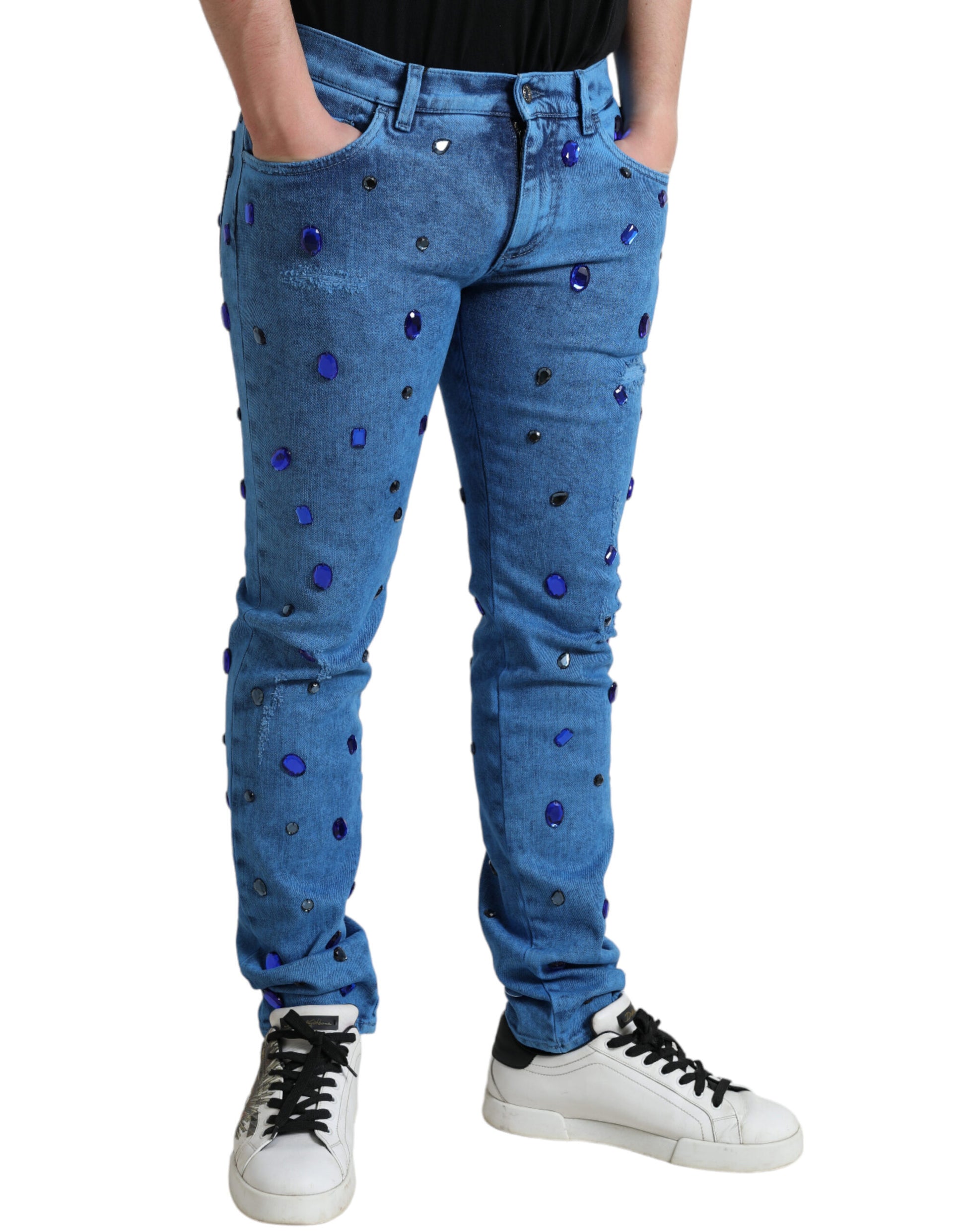 Dolce & Gabbana Blue Skinny Jeans for Men detail view