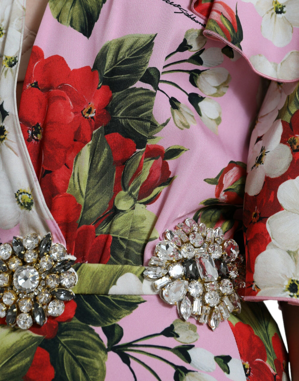 Robe trapèze Dolce & Gabbana multicolore à fleurs et cristaux