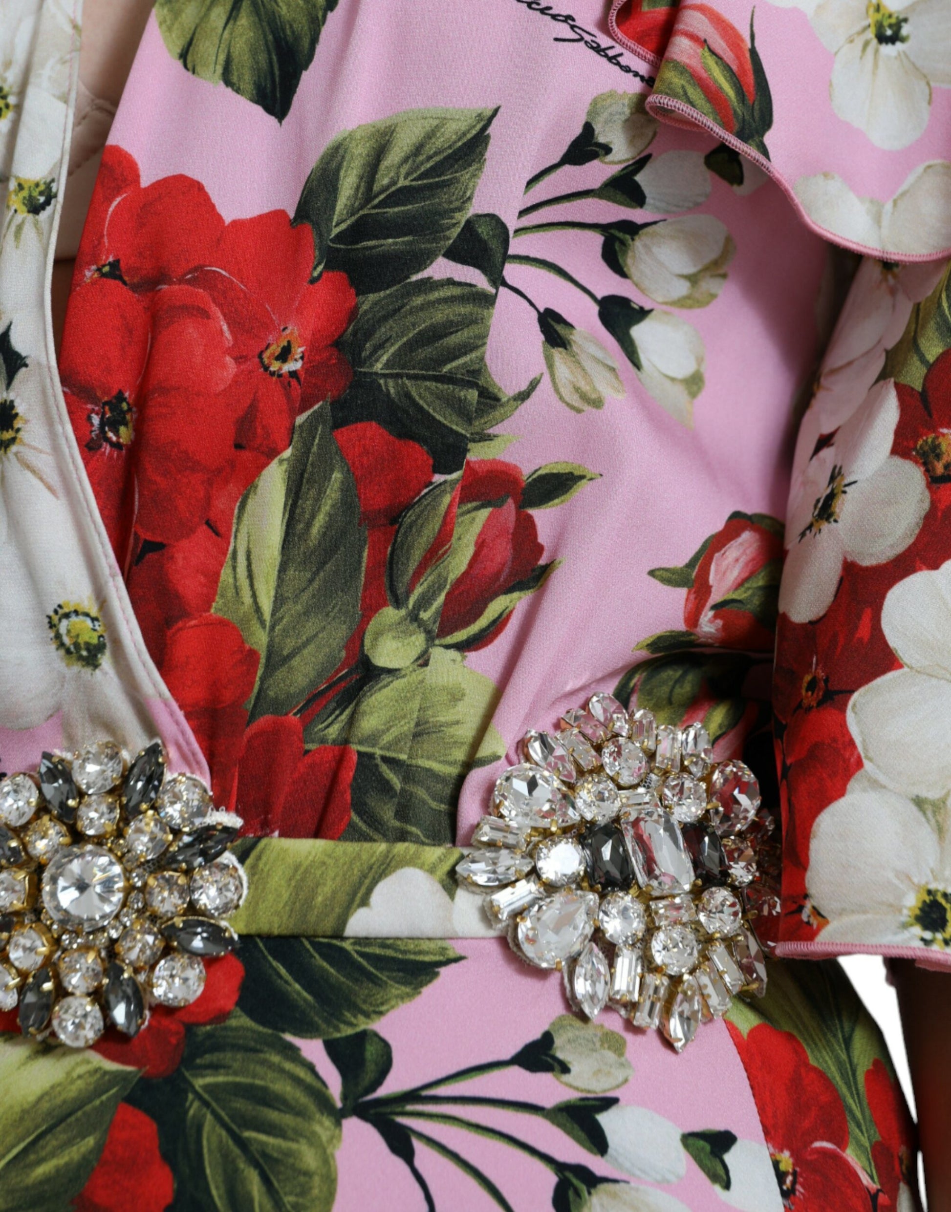 Robe trapèze Dolce & Gabbana multicolore à fleurs et cristaux