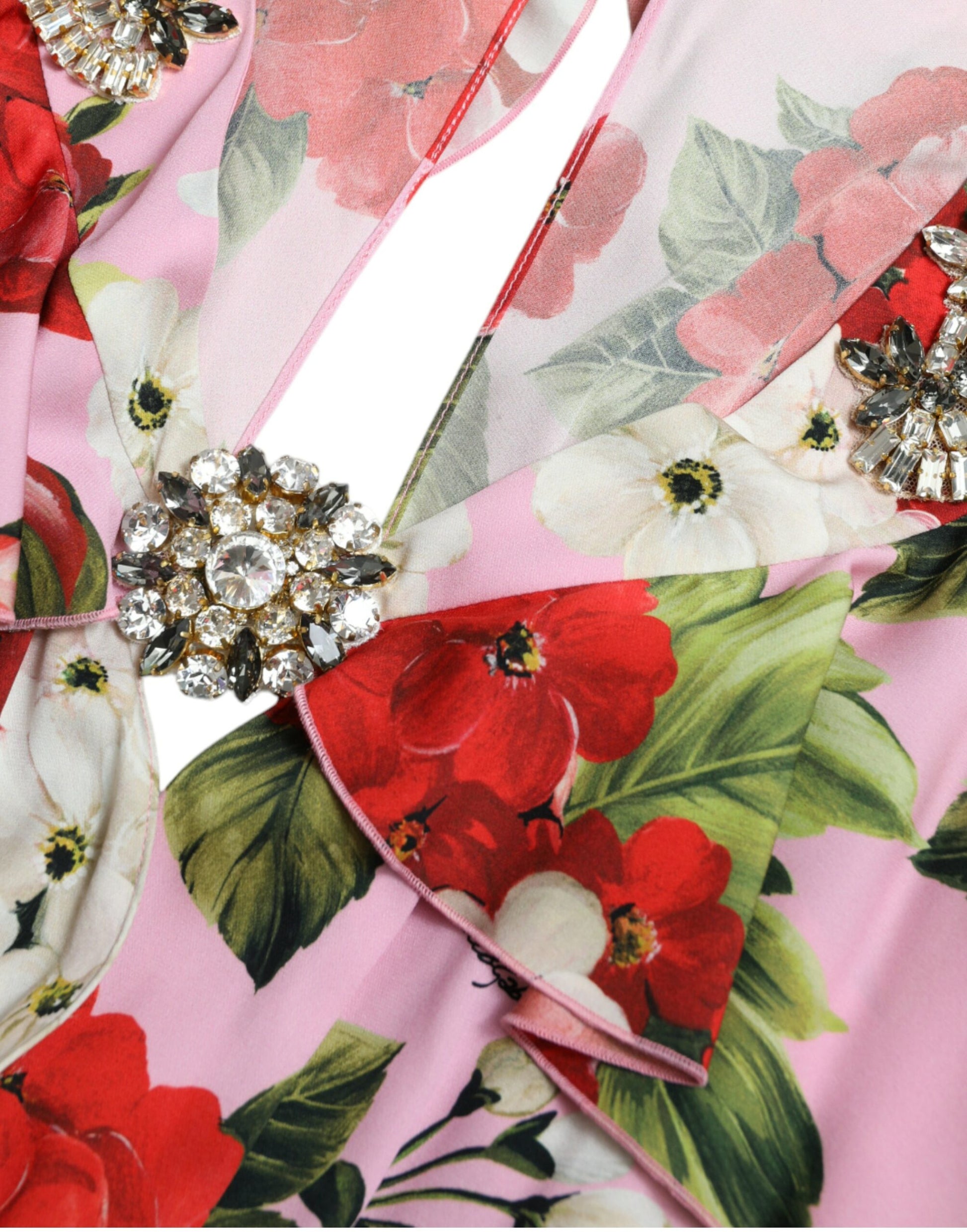 Robe trapèze Dolce & Gabbana multicolore à fleurs et cristaux