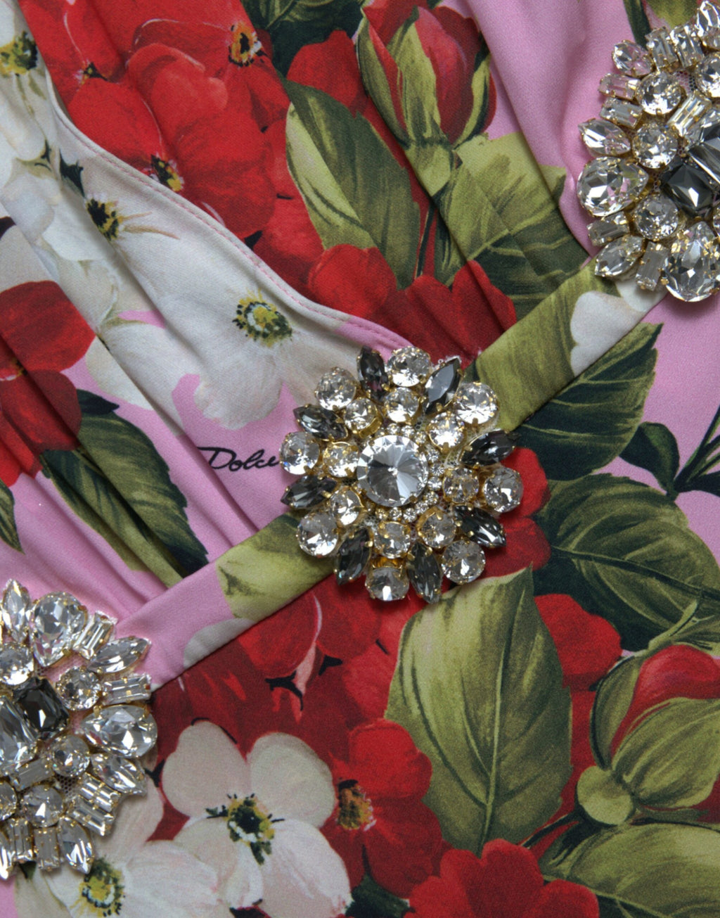 Robe trapèze Dolce & Gabbana multicolore à fleurs et cristaux