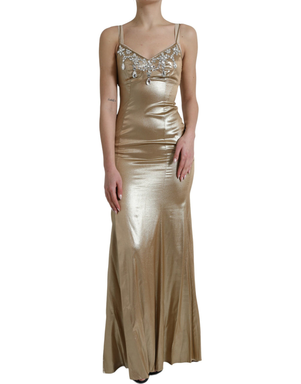 Robe du soir Dolce & Gabbana en lamé doré ornée de cristaux