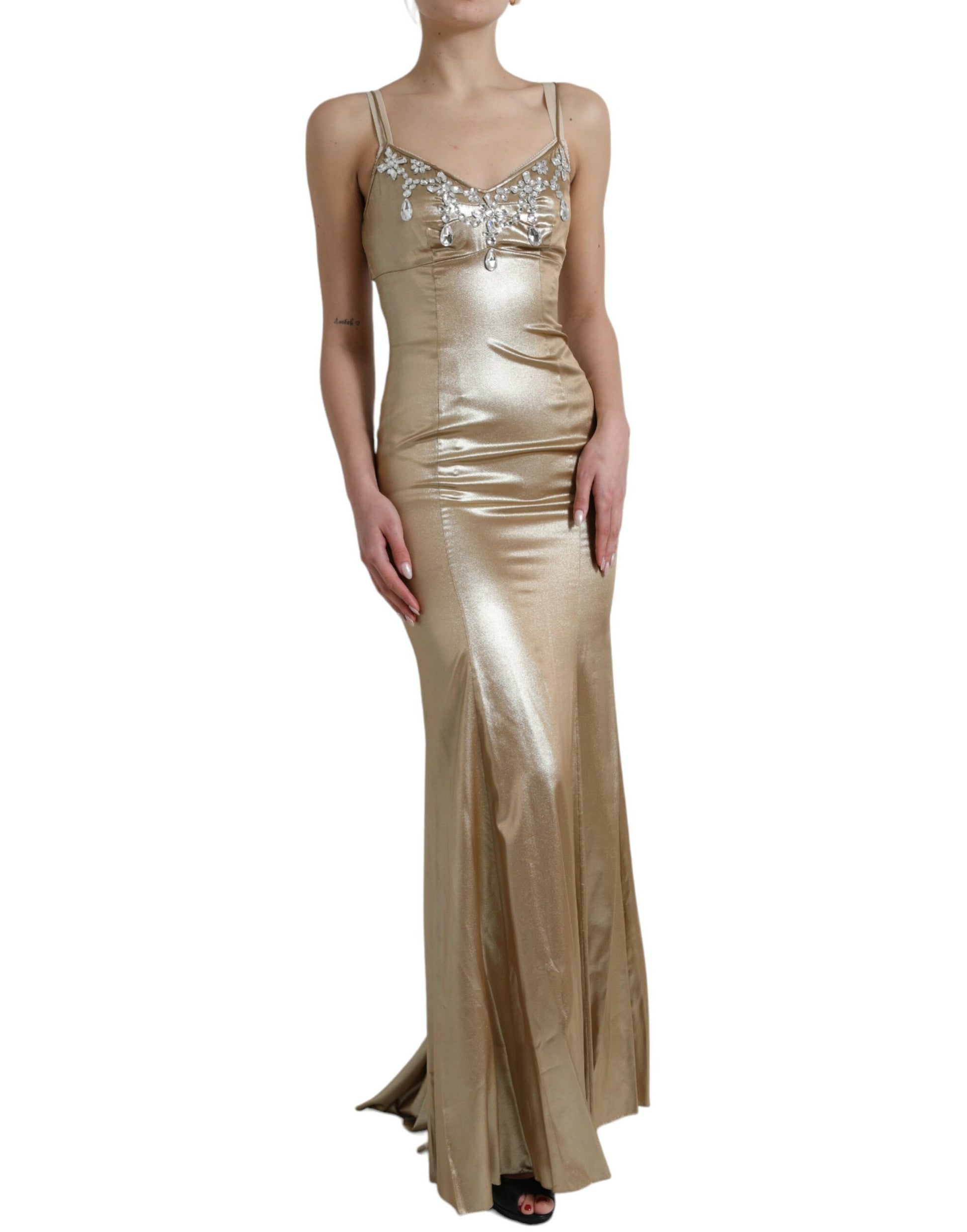 Robe du soir Dolce & Gabbana en lamé doré ornée de cristaux