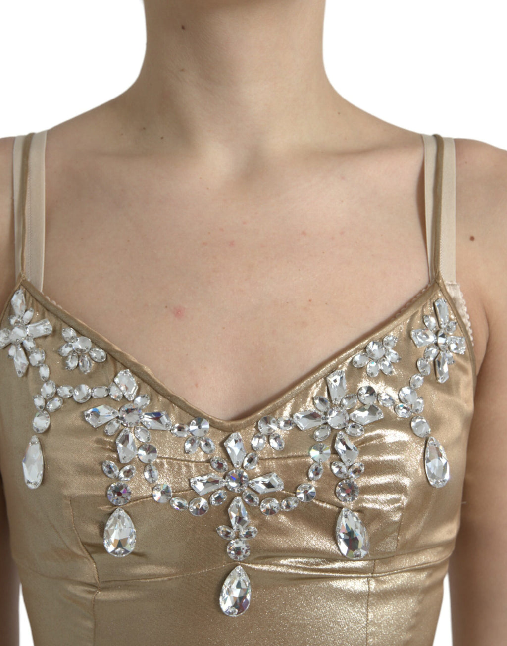 Robe du soir Dolce & Gabbana en lamé doré ornée de cristaux