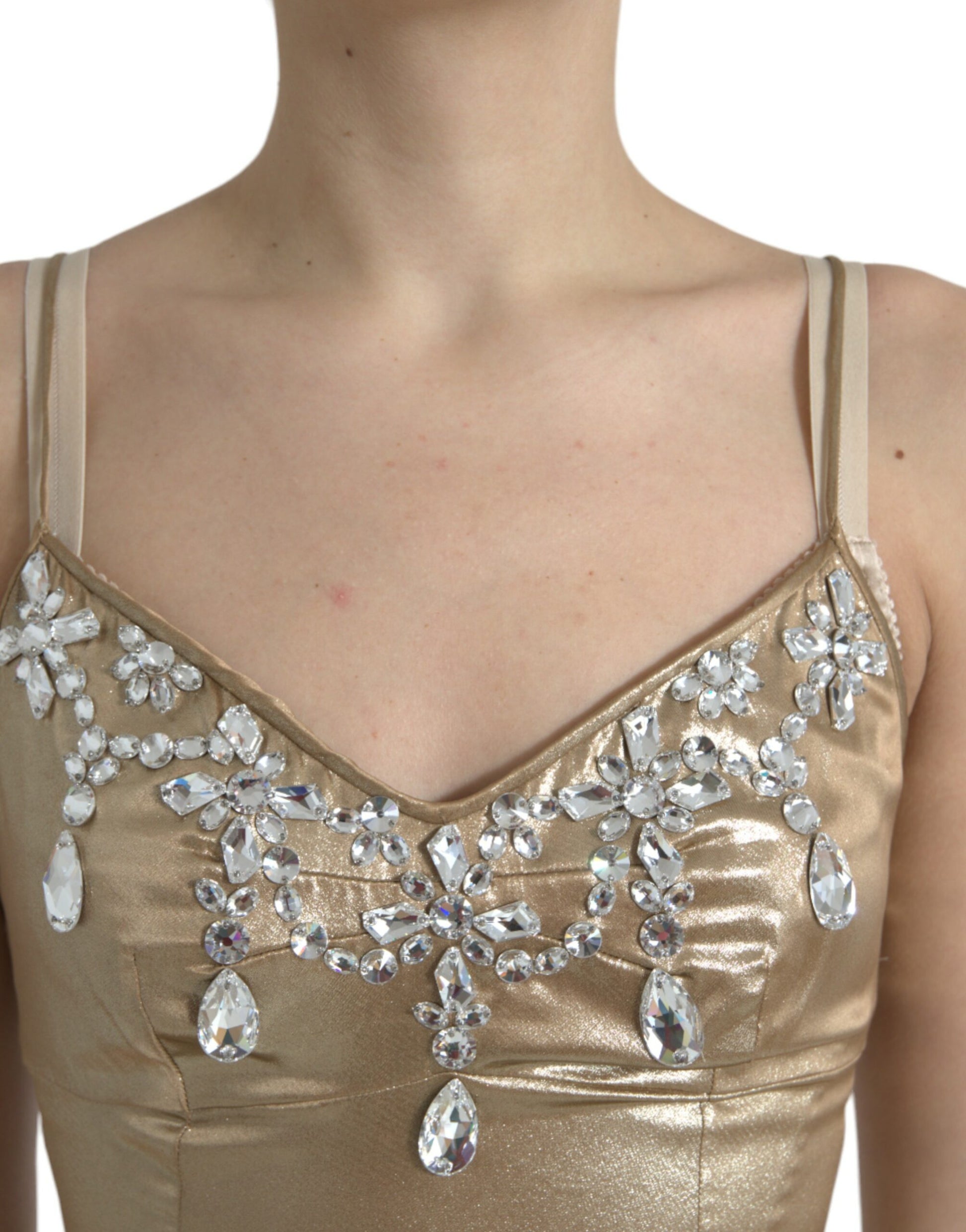 Robe du soir Dolce & Gabbana en lamé doré ornée de cristaux