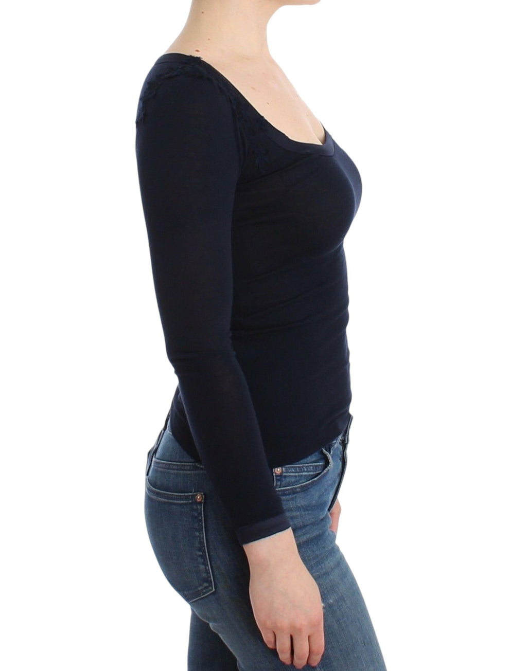 Ermanno Scervino Blue Long Sleeve T-Shirt for Women side view