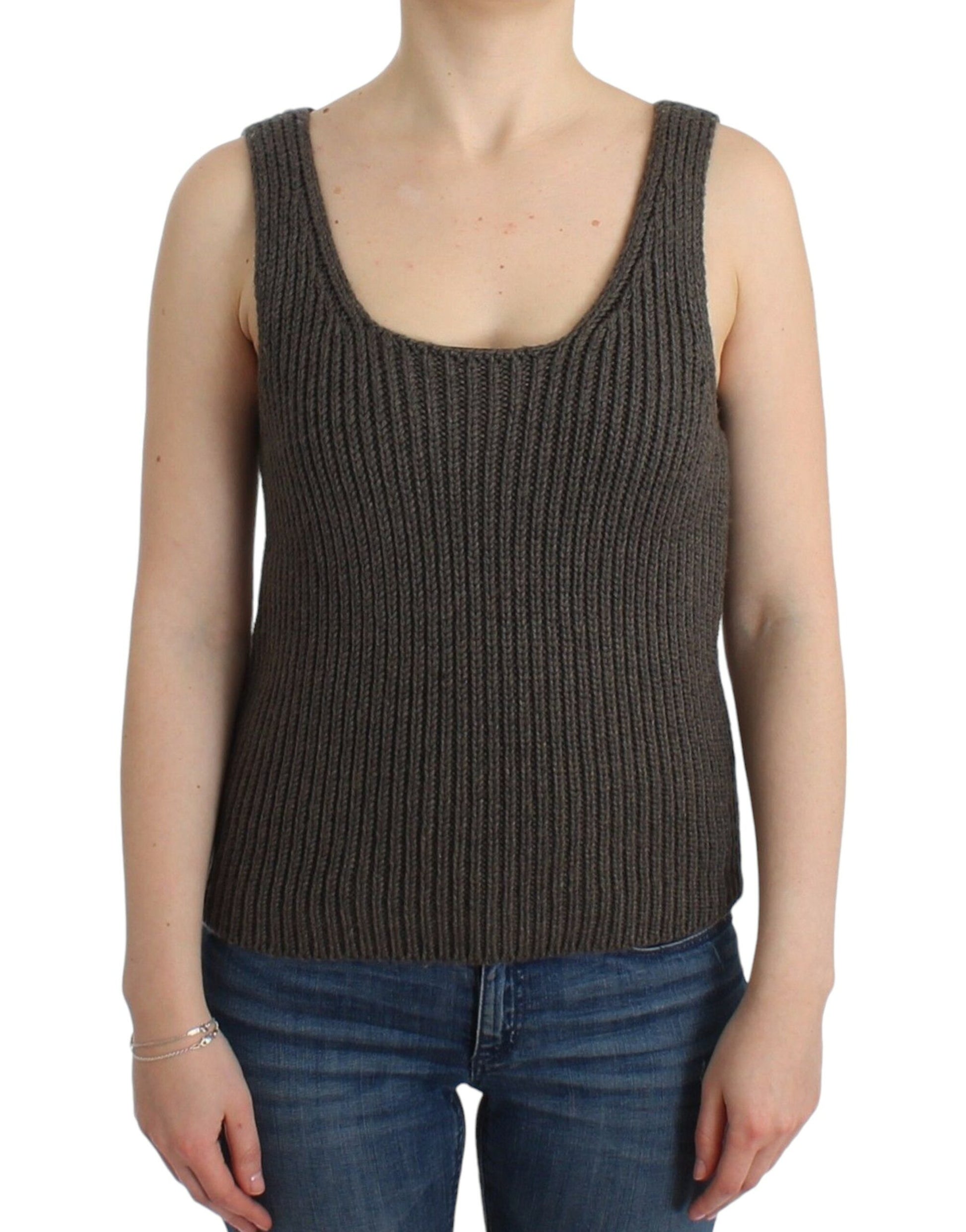 Ermanno Scervino Grey Sleeveless T-Shirt for Women