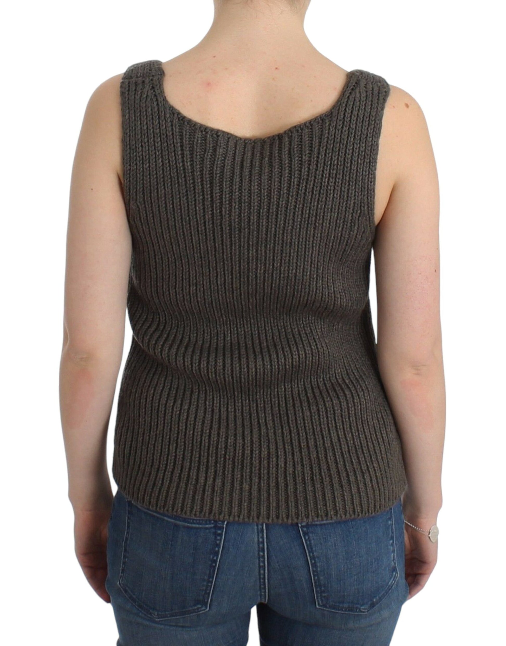 Ermanno Scervino Grey Sleeveless T-Shirt for Women detail view