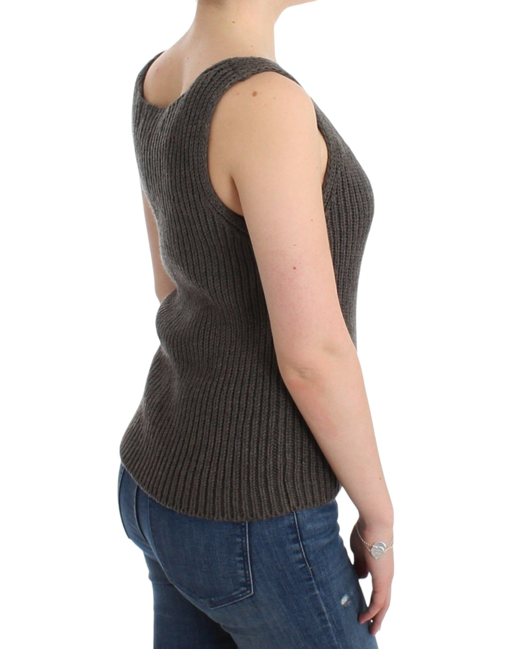 Ermanno Scervino Grey Sleeveless T-Shirt for Women side view