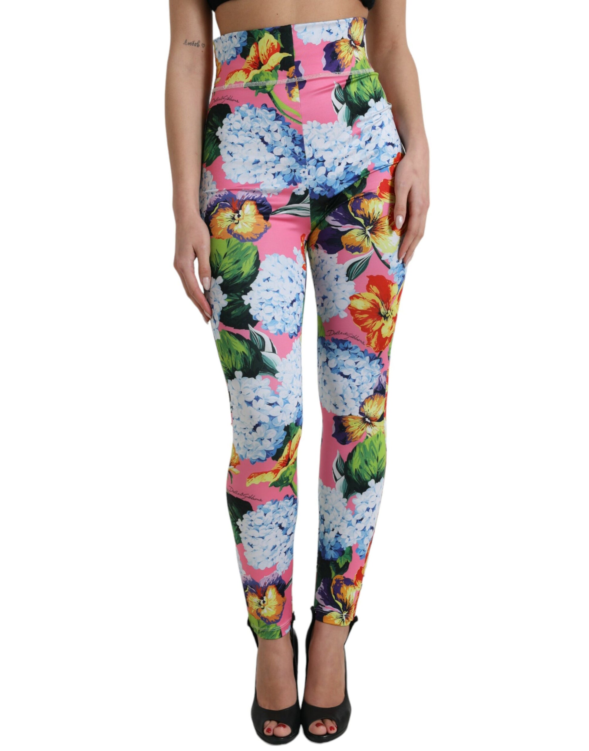 Pantalon leggings Dolce & Gabbana multicolore fleuri taille haute